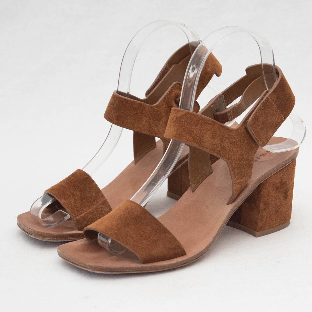 Via Spiga Brown Suede Block Heel Sandal Size 6